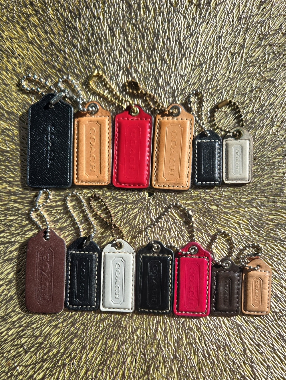 COACH Multi-Color Leather Tag Key & Card Holder Set